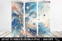 Colorful Gliterry Blue Flower Sticker Tumbler | 20 Oz Product Image 2