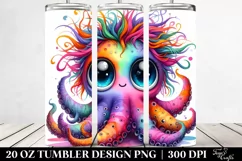 Colorful Layered Watercolor Cute Baby Octopus | 20 Oz Product Image 2