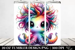 Colorful Layered Watercolor Cute Baby Octopus | 20 Oz Product Image 2