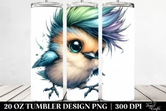 Watercolor Vibrant Baby Bird Jumping with Cool Haircut, 20 Product Image 2