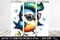 Watercolor Vibrant Baby Bird Jumping with Cool Haircut, 20 Product Image 2