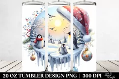 Watercolor Christmass Penguins | 20 oz Tumbler Product Image 2