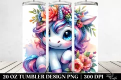 Watercolor Vibrant Baby Unicorn Posing with Cool Haircut, 20 Product Image 2