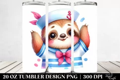 Colorful Cute Sloth Sailor Suit | 20 Oz Tumbler Product Image 2