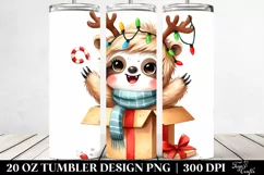 Cute Winter Sloth with Christmas Accessories PNG Product Image 2