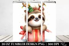 Enthusiastic Sloth with Reindeer Horns PNG Product Image 2
