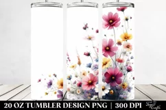 Vibrant Wild Flowers Clipart, High-Res 20 Oz Tumbler Product Image 2