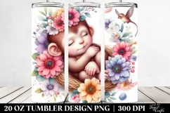 Colorful Baby Monkey Sleeping | 20 Oz Tumbler Product Image 2
