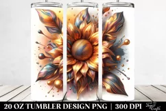 Shiny Sunflower Watercolor Tumbler Product Image 2