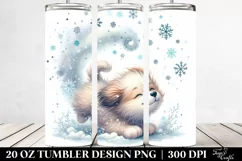 Cute Dog Tumbling in Snow, Transparent 20 Oz Tumbler Product Image 2