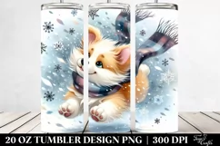 Cute Dog Tumbling in Snow, Transparent 20 Oz Tumbler Product Image 2