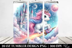 Baby Unicorn Riding Comet Castle | 20 Oz Tumbler Product Image 2
