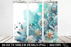 Cyan Watercolor Silver Foil | 20 Oz Tumbler Product Image 2