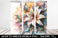 Wooden Lily Watercolor Clipart 20 Oz Tumbler Product Image 2