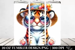 Colorful Sun Hat Tiger Tumbler Product Image 2