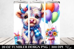 Colorful Baby Highland Cow | 20 Oz Tumbler Product Image 2