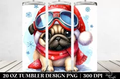 Pug with Santa Hat and Sky Goggles PNG Product Image 2