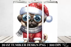Pug with Santa Hat and Sky Goggles PNG Product Image 2