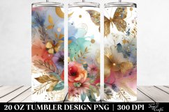Colorful Greenish Watercolor Golden Foil | 20 Oz Tumbler Product Image 2