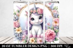 Cute Baby Unicorn with Jasmine Frame | 20 oz Tumbler Product Image 2