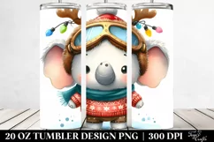 Cute Winter Elephant with Reindeer Horns PNG Product Image 2