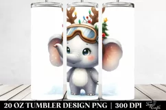 Enthusiastic Elephant with Reindeer Horns PNG Product Image 2