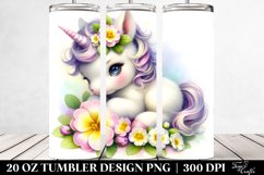 Watercolor Baby Unicorn and Primrose | 20 Oz Tumbler Product Image 2