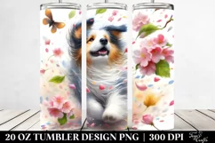 Watercolor Pastel Dog Tumbling Spring Petals | 20 Oz Tumbler Product Image 2