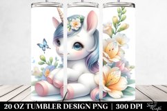 Pastel Baby Unicorn and Freesia | 20 Oz Tumbler Product Image 2