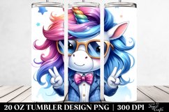Eccentric Cute Unicorn Running, Transparent 20 Oz Tumbler Product Image 2