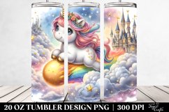 Baby Unicorn Riding on Comet Watercolor | 20 Oz Tumbler Product Image 2
