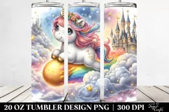 Baby Unicorn Riding on Comet Watercolor | 20 Oz Tumbler Product Image 2