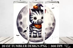 Cute Halloween Zebra on the Moon PNG Product Image 2