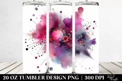 Colorful Magenta Watercolor Background | 20 Oz Tumbler Product Image 2
