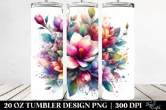 Vibrant Watercolor Abstract Magnolia Bouquet | 20 Oz Tumbler Product Image 2