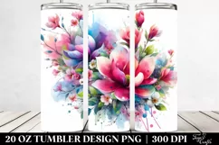 Vibrant Watercolor Abstract Magnolia Bouquet | 20 Oz Tumbler Product Image 2