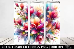 Vibrant Watercolor Abstract Magnolia Bouquet | 20 Oz Tumbler Product Image 2