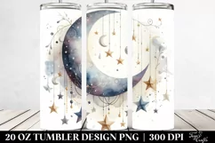 Washed Watercolor Half Moon Stars | 20 oz Tumbler Product Image 2