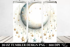 Washed Watercolor Half Moon Stars | 20 oz Tumbler Product Image 2