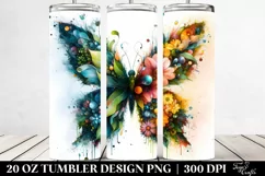 Abstract Vibrant Butterfly Plant Leaves Flowers 3D. 20 oz Product Image 2