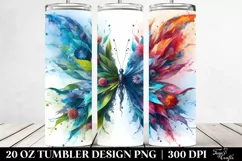 Abstract Vibrant Watercolor Butterfly Plant Leaves. 20 Oz Product Image 2