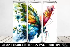 Abstract Vibrant Watercolor Butterfly Plant Leaves. 20 Oz Product Image 2
