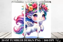Happy Cute Unicorn Jumping, Transparent 20 Oz Tumbler Product Image 2