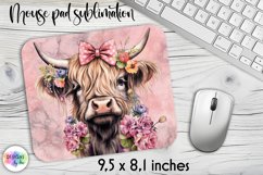 Heifer with Flowers Mouse Pad, Vintage Distressed Heifer PNG Product Image 1