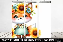 Smiling Baby Fox on Smiling Sun Watercolor | 20 Oz Tumbler Product Image 2