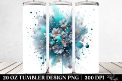 Cyan Watercolor Particles Splash | 20 Oz Tumbler Product Image 2