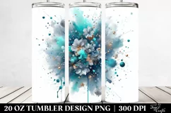 Cyan Watercolor Particles Splash | 20 Oz Tumbler Product Image 2