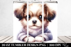 Adorable Baby Dog Portrait in Watercolor | 20 oz Tumbler Product Image 2