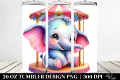 Colorful Baby Elephant Resting Carousel | 20 Oz Tumbler Product Image 2