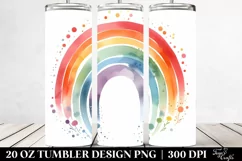 Colorful Simple Rainbow Watercolor | 20 Oz Tumbler Product Image 2